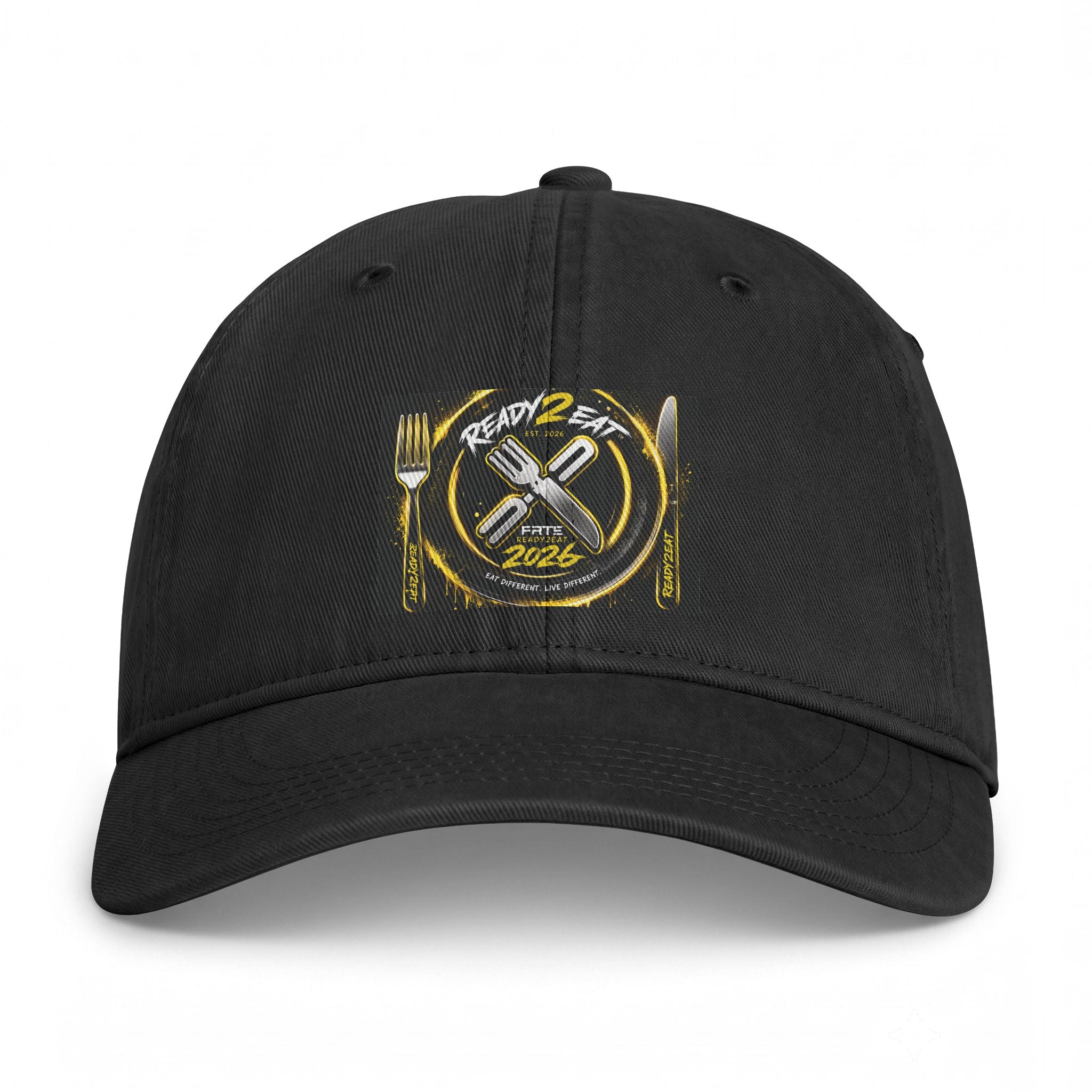 Embroidered 'Ready 2 Eat' Plate Cap - Coastal Washed Dad Hat